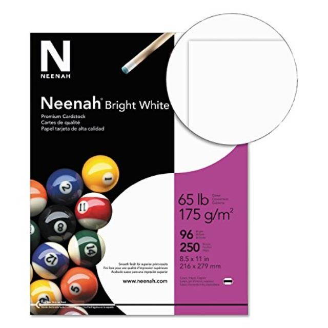 neenah paper 91904 card stock, 65lb, 96 bright, 8 1/2 x 11, white, 250 sheets