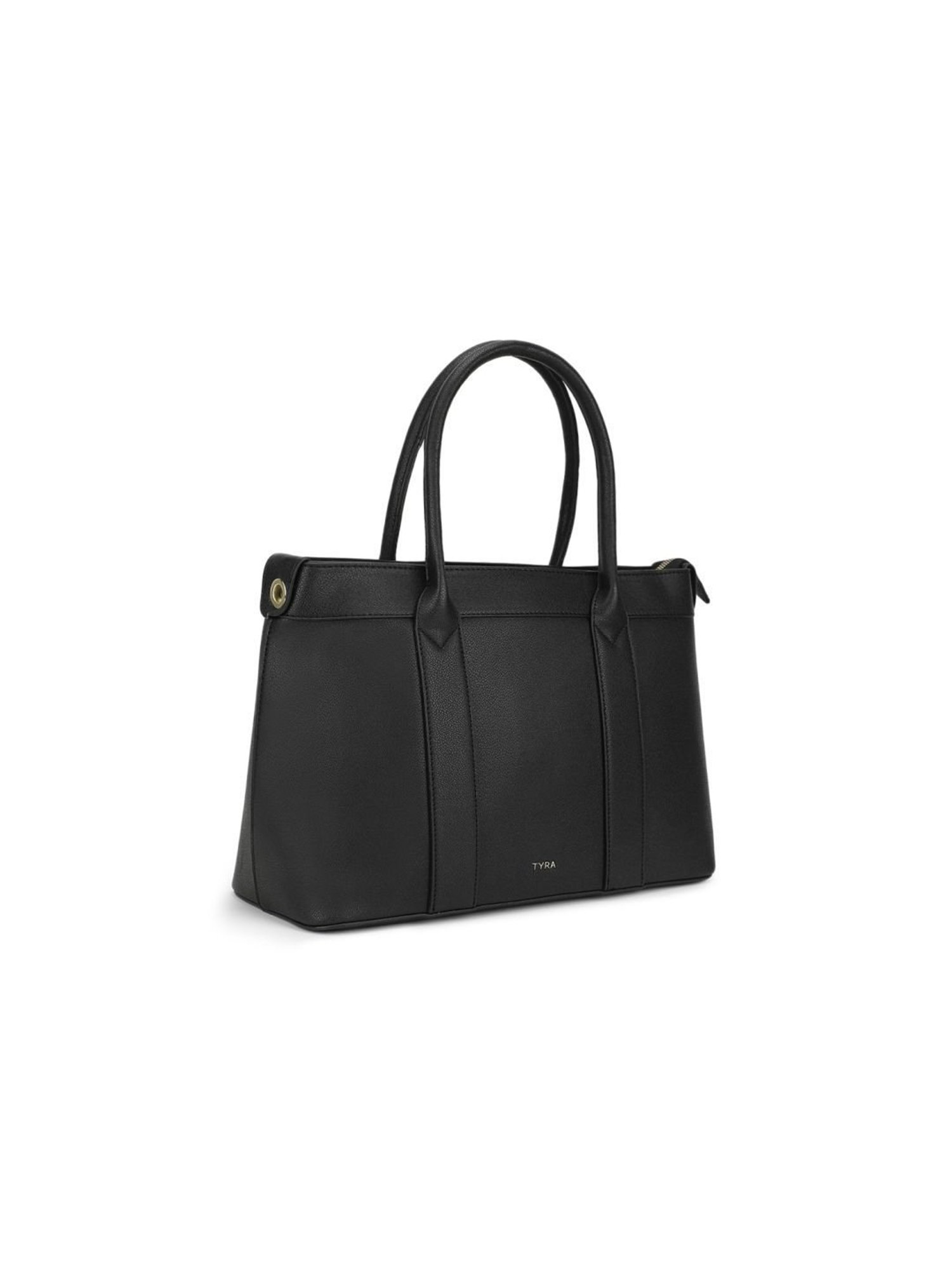 Tyra Lina Black Solid Faux Leather Tote Handbag