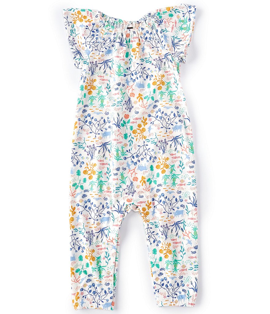 Tea Collection Baby Girls Newborn-24 Months Flutter-Sleeve Printed Romper