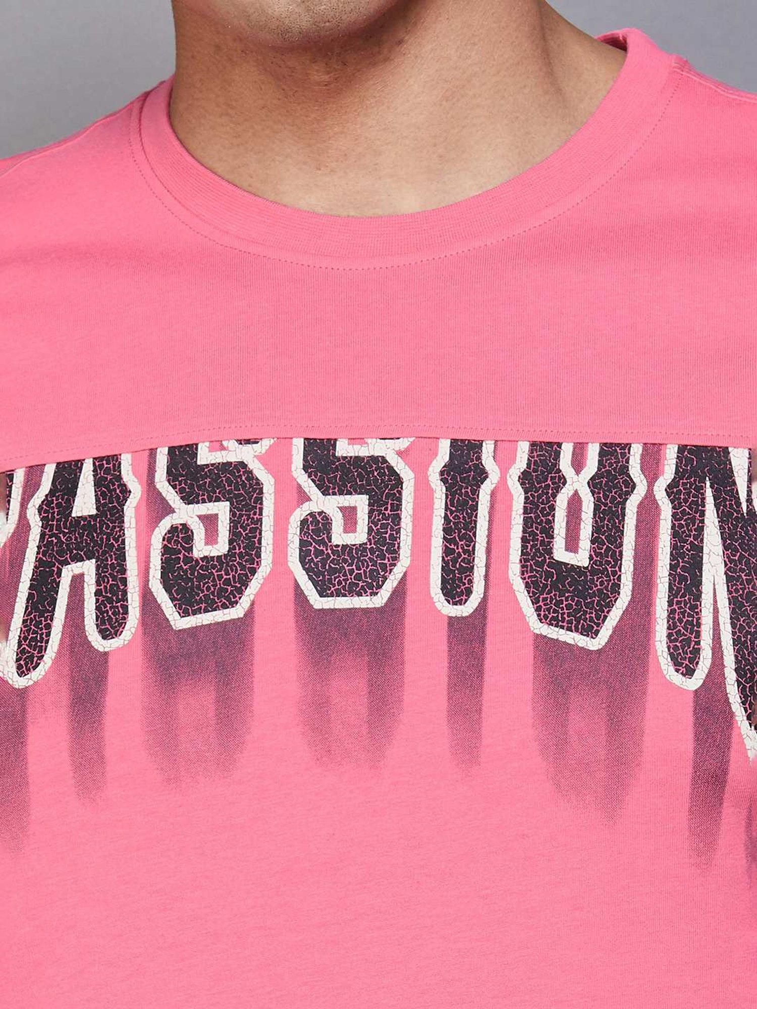 Forca by Lifestyle Pink Cotton Regular Fit Printed T-Shirt