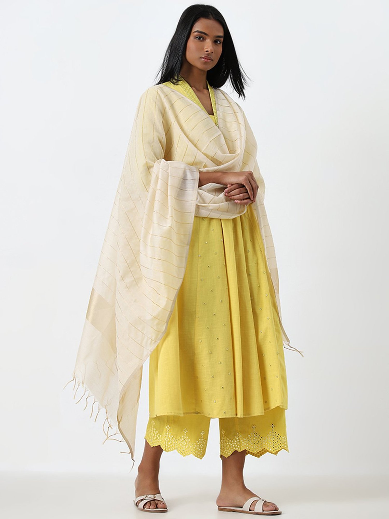 Utsa by Westside Off-White Chanderi Dupatta