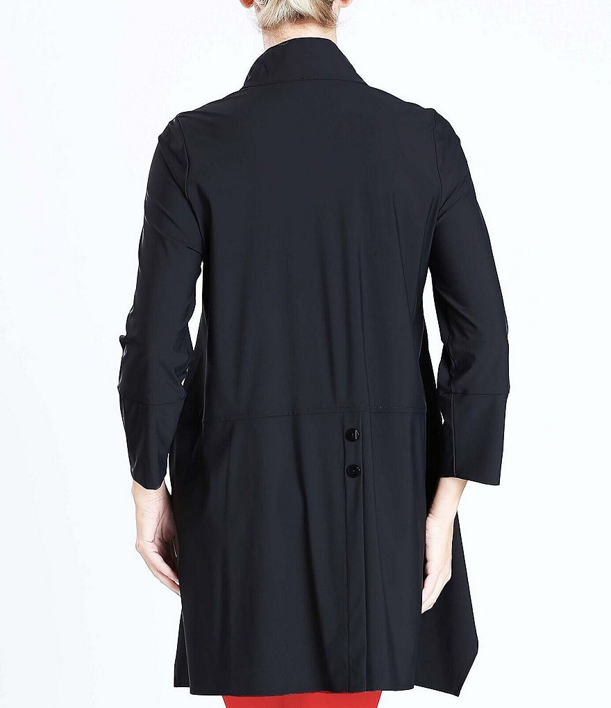 IC Collection Button Tab 3/4 Sleeve Stand Collar Hi-Low Jacket