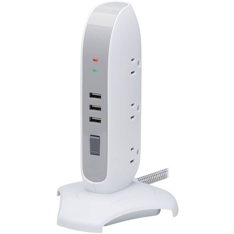 Monoprice 2 Outlet Surge Protector Wall Tap with 2 USB Charging Ports 3.4A, 450 Joules, White