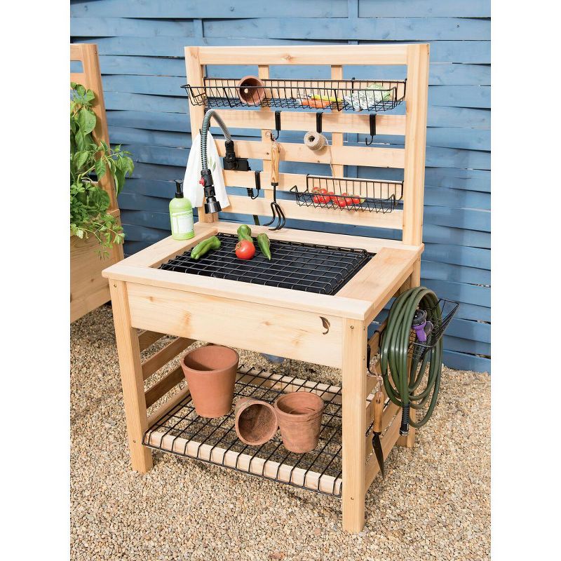 Galvanized Potting Bench Gray - Poly-Tex