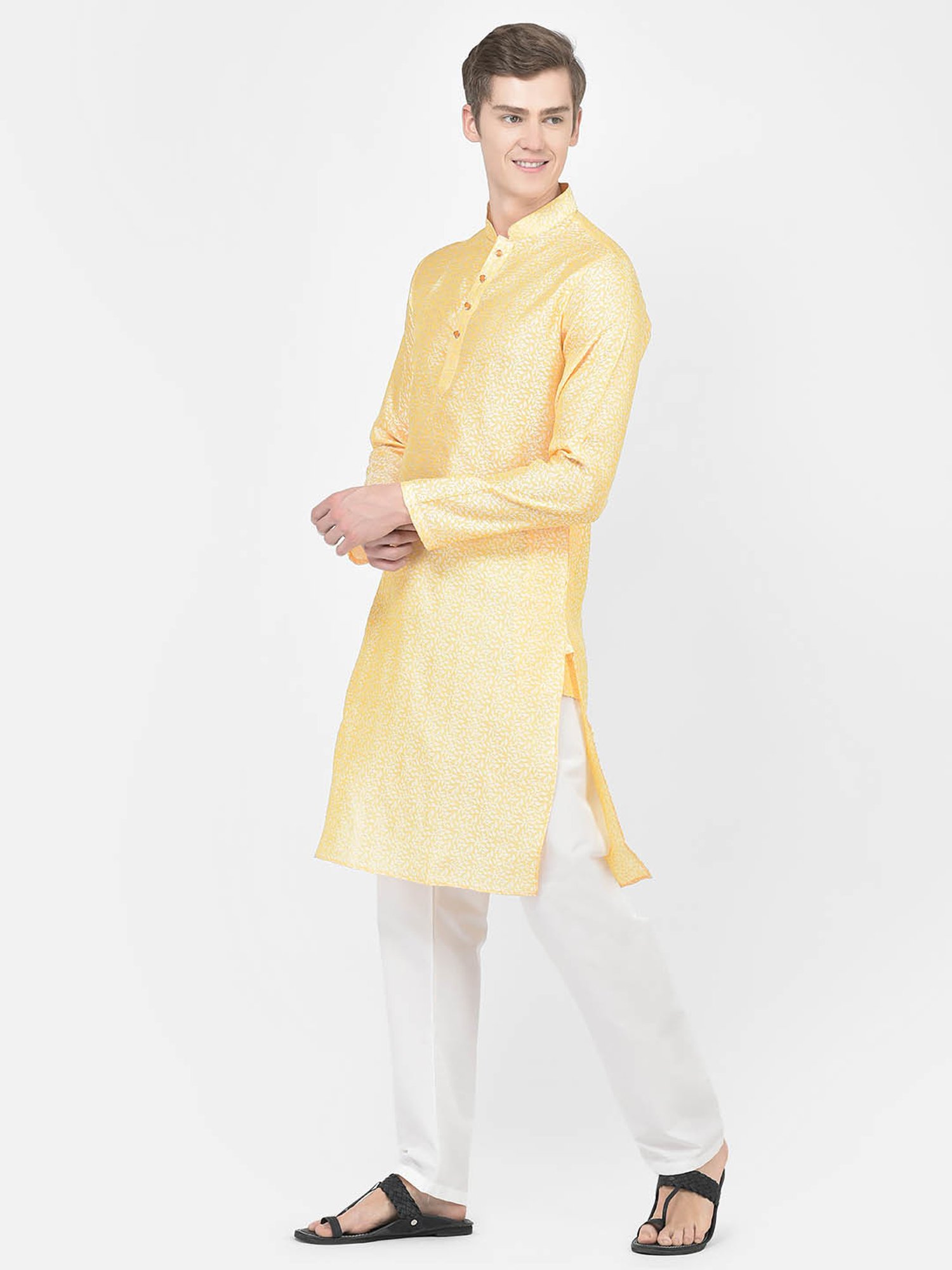 SG LEMAN Lemon Regular Fit Embroidered Kurta And Pyjama Set