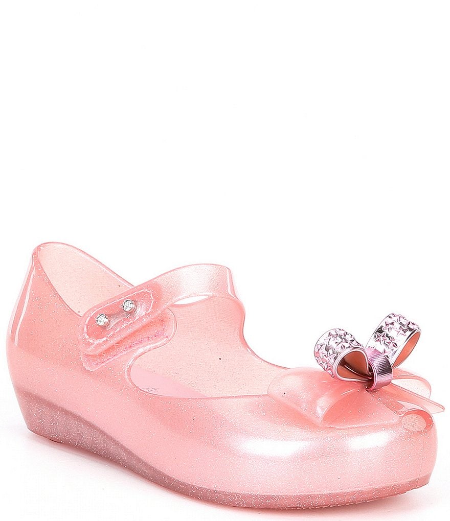 Mini Melissa Girl's Mini Ultra Girl Stars BB Bow Detail Glitter Peep Toe Mary Janes (Toddler)