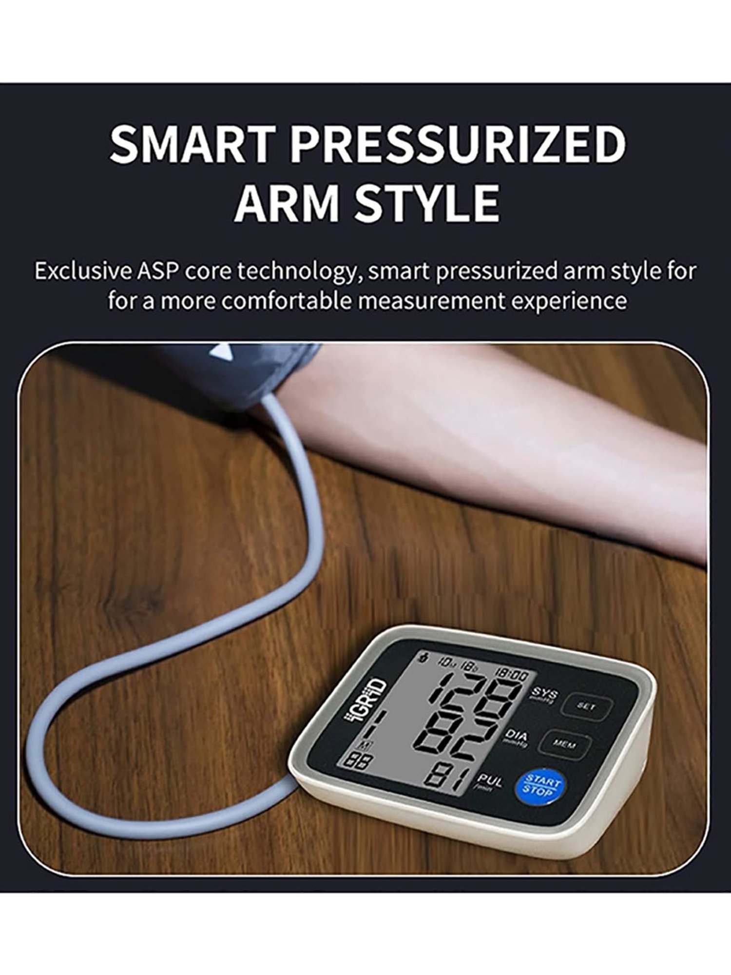 iGRiD IG1406 Digital BP Monitor with LED Display (Grey and White)