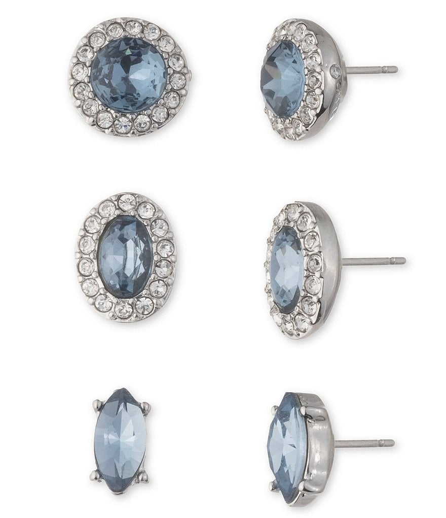 Givenchy Denim Crystal Stud Earrings Set