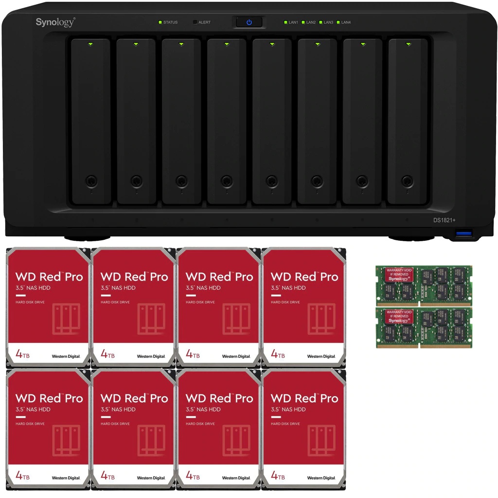 Synology DS1821+ DiskStation with 4GB RAM and 112TB (8 x 14TB) of Western Digital PRO NAS Drives Fully Assembled and Tested By CustomTechSales