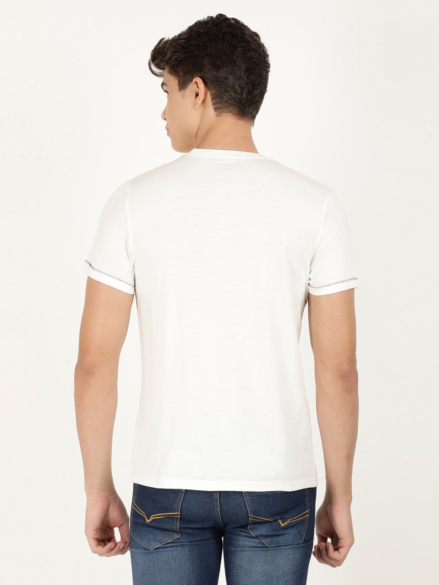 Wrangler Snow White Cotton Regular Fit Printed T-Shirt