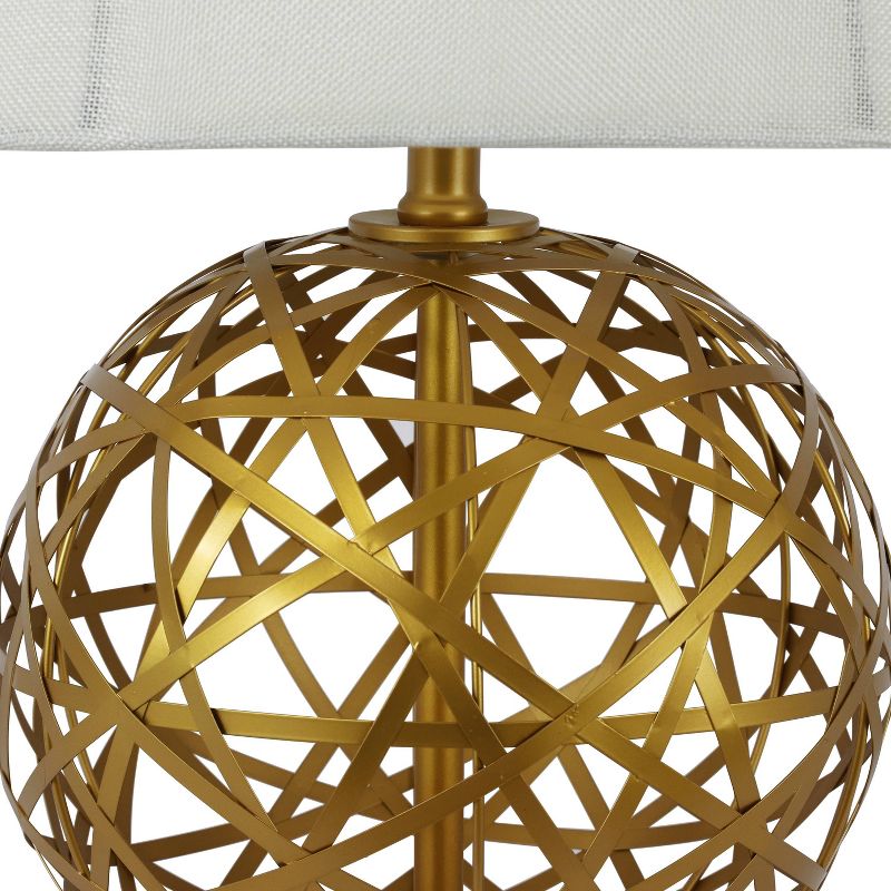 21" Strapped Steel Ball Table Lamp Antique Gold - Decor Therapy