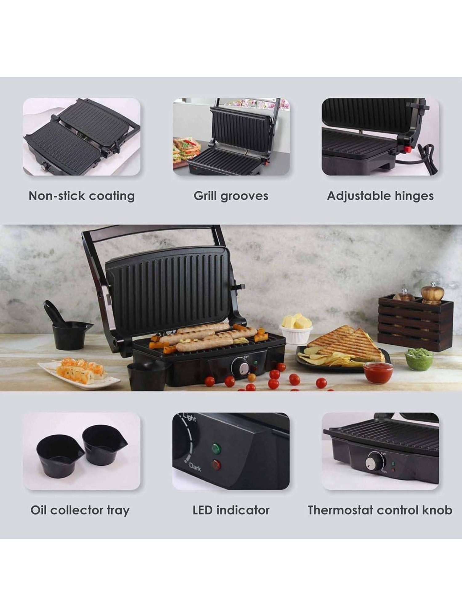 Wonderchef Sanjeev Kapoor Tandoor 3-in-1 Contact Grill & Sandwich Maker (1500W,Black & Silver)