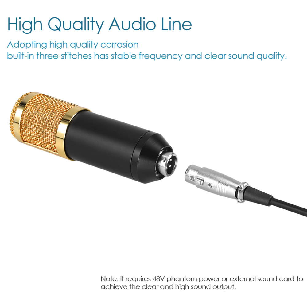 BM800 Condenser Microphone Studio Sound Recording Broadcasting with Shock Mount 3.5mm Audio Cable Sponge Microphone