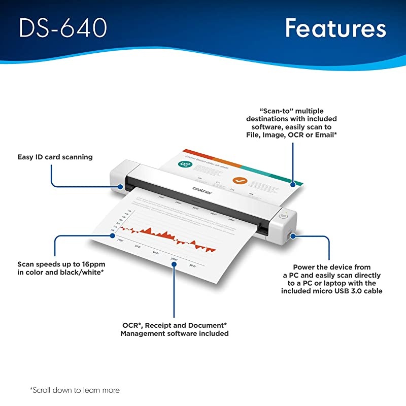 DS640 Compact Mobile Document Scanner Model DS640