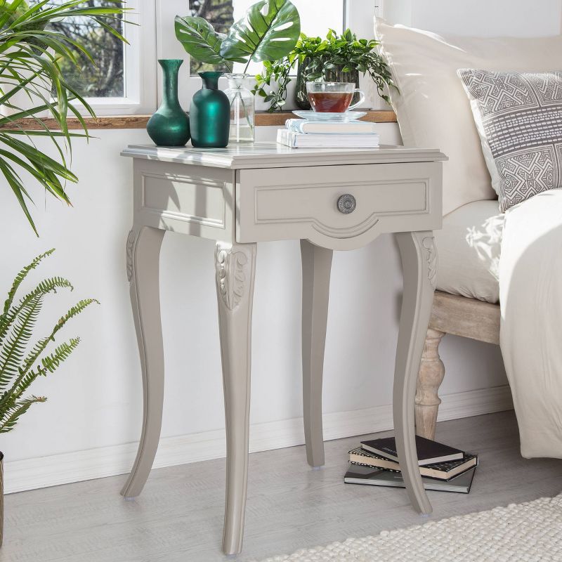 Heston End Table Nightstand with Drawers Gray - Finch