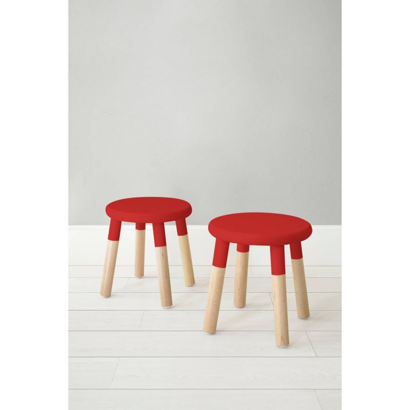 Set of 2 Peewee Wood Veneer Kids' Chairs Maple/Red - Nico & Yeye