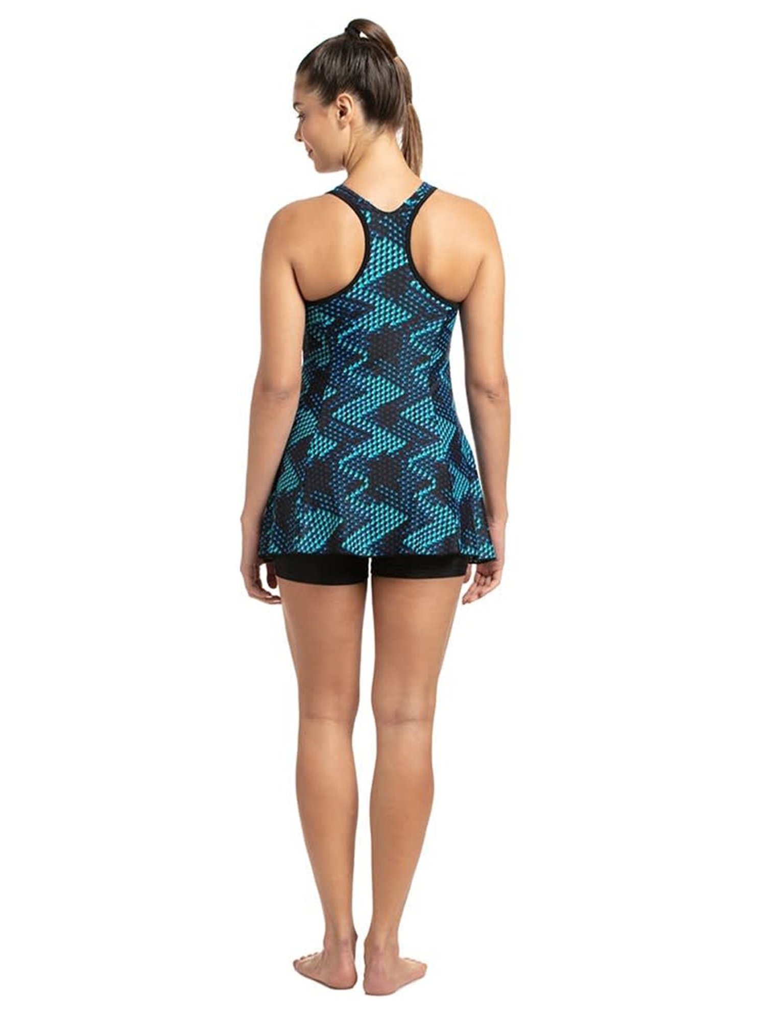 Speedo Black & Blue Printed Swim Dress