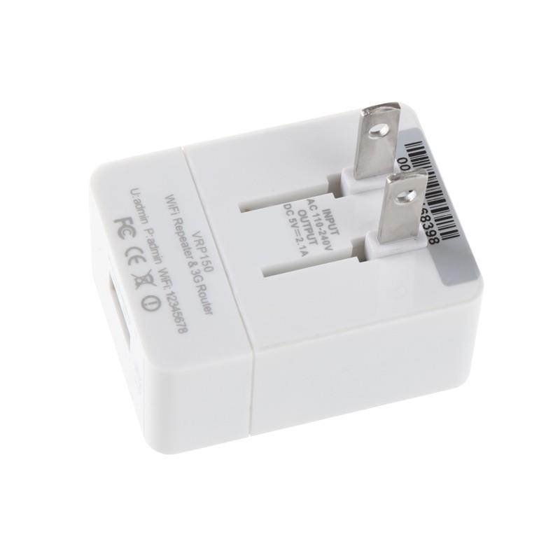 150Mbps VRP150 Mini WiFi Repeater 802.11b/g/n 3G Wireless Router 2.1A Charger 3 in 1