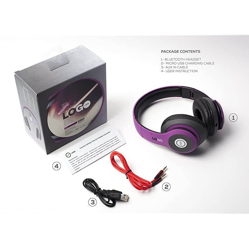 Matte Rechargeable Wireless Bluetooth Foldable Over Ear Headphones with Mic, EDM