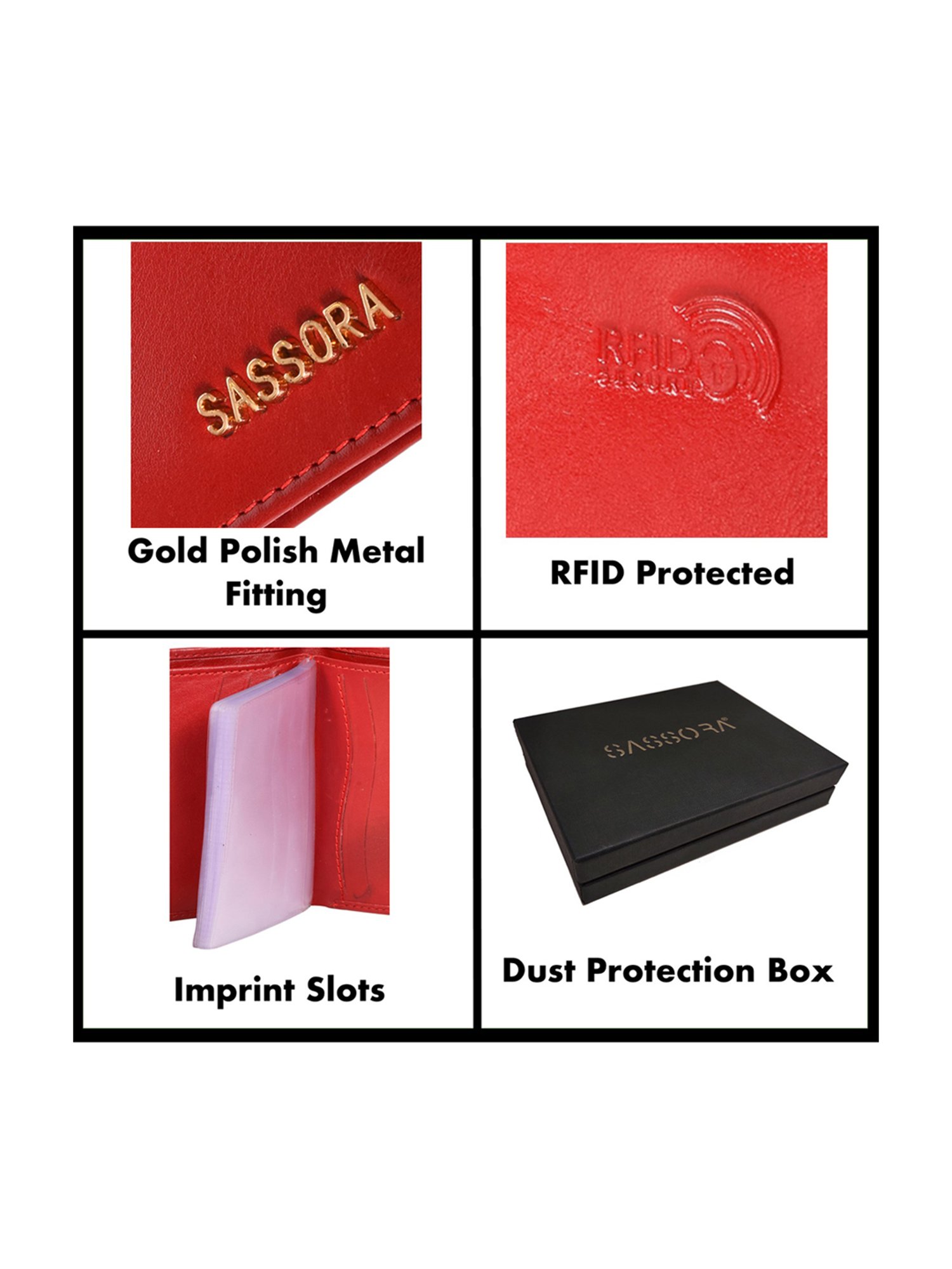 SASSORA Claret Red Leather Small Coin & Card Case for Men & Women