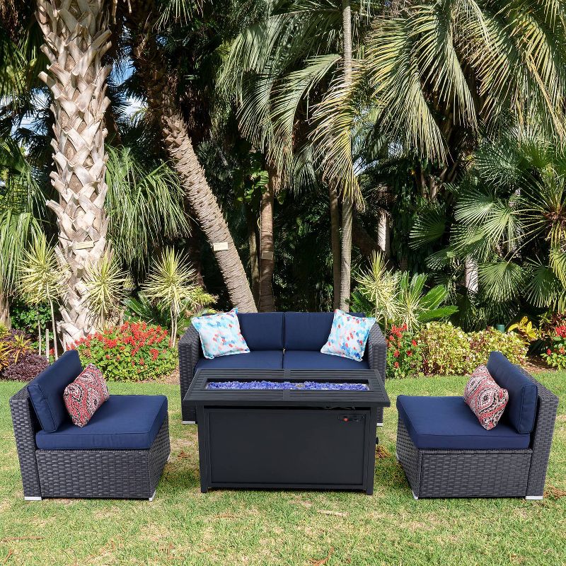 7pc Bridgeport Coastal Dining Set Blue - Royal Garden