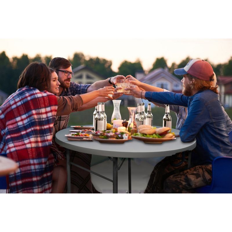 Plastic Development Group TGT8902 Outdoor/Indoor 4 Foot Diameter Fold In Half Plastic Resin Round Folding Banquet, Dining, Card Table, White