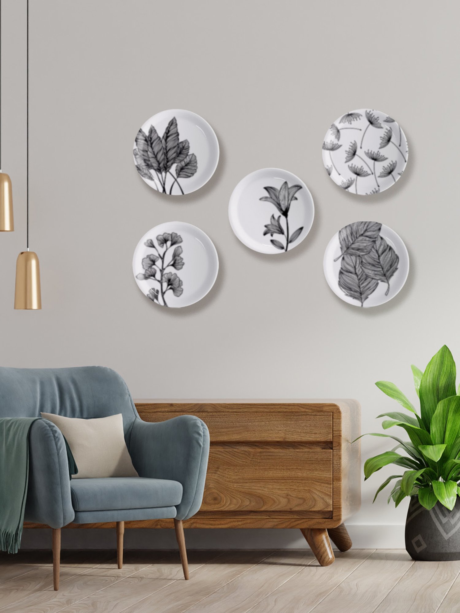 Nestroots Storytelling Strokes Black & White Porcelain&iquest;Decorative Wall Plate