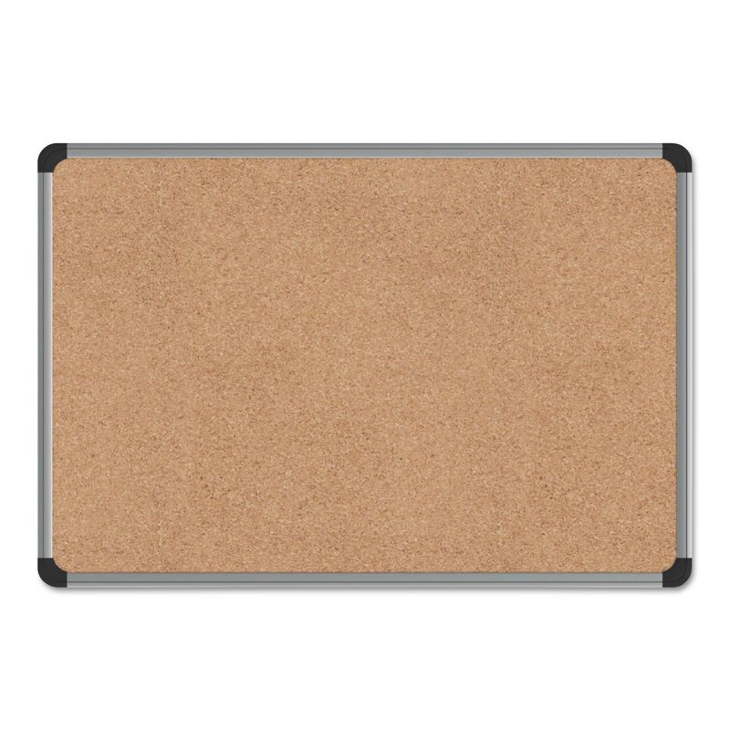 UNIVERSAL Cork Board with Aluminum Frame 24 x 18 Natural Silver Frame 43712