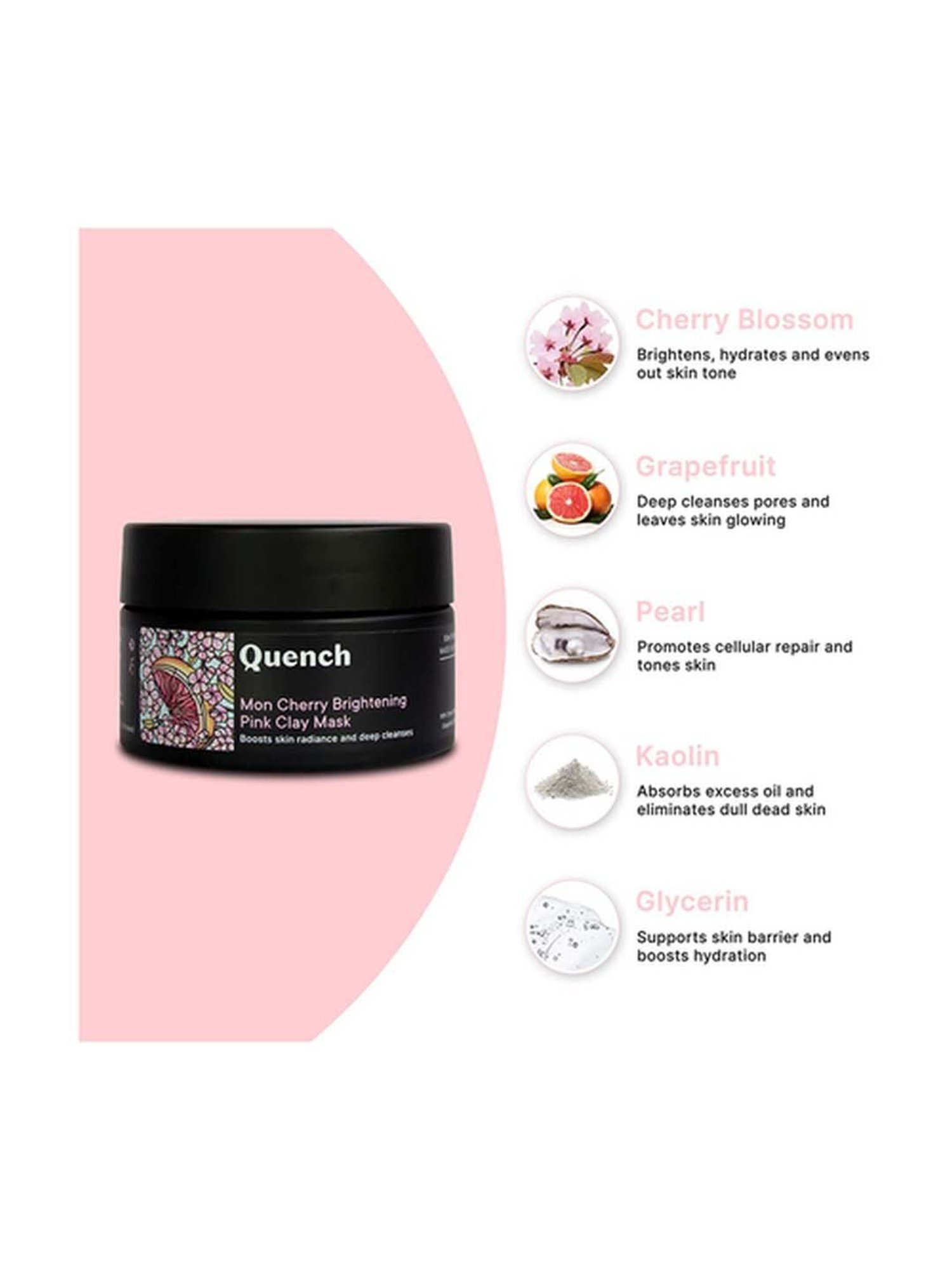 Quench Botanics Mon Cherry Brightening Pink Clay Mask - 50 ml