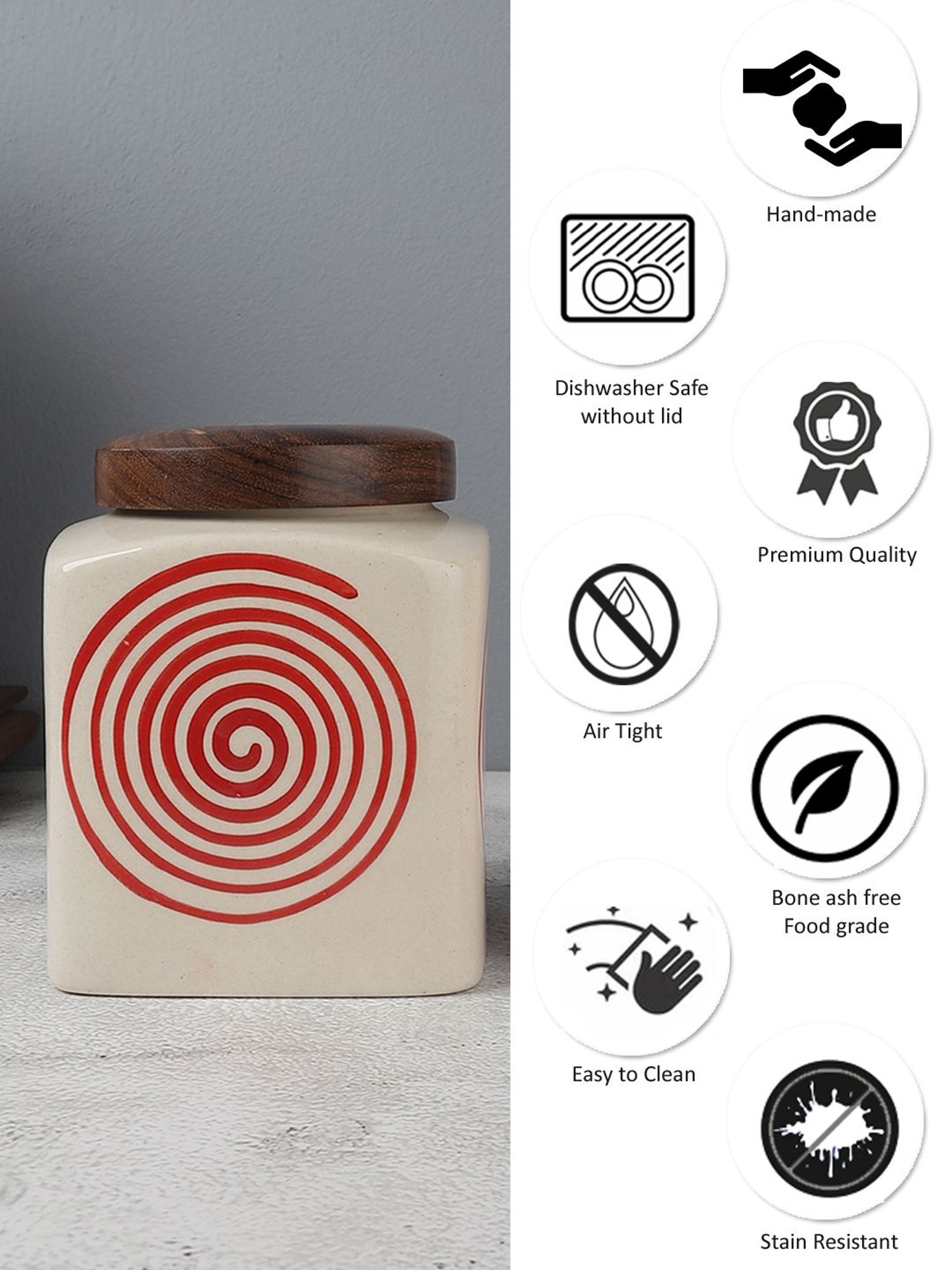 VarEesha Red Square Ceramic Jars - Set of 3