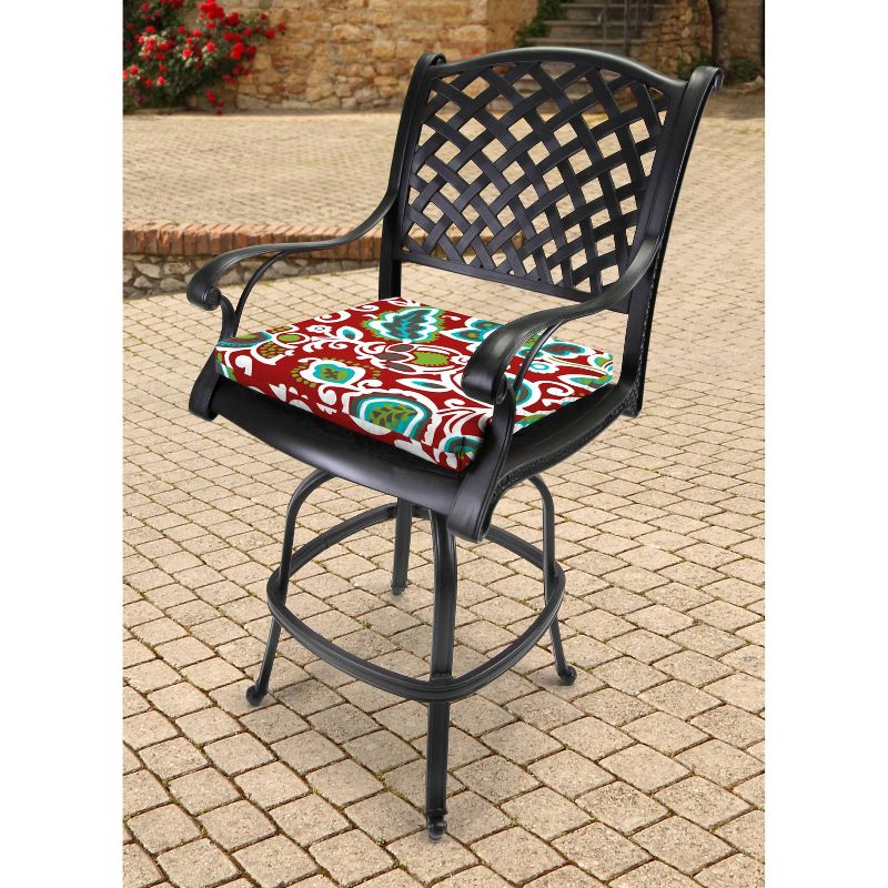 Outdoor Set Of 2 French Edge Seat Cushions In Faxon Rojo  - Jordan Manufacturing