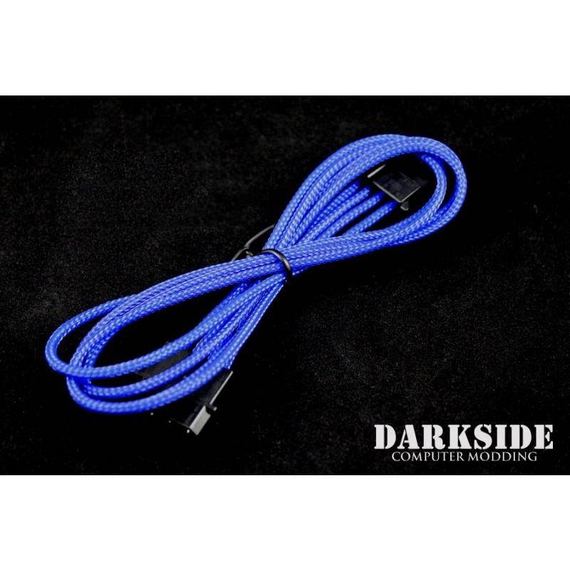 Darkside 4-Pin MOLEX 12" (30cm) HSL Single Braid Extension Cable - Blue UV (DS-0109)