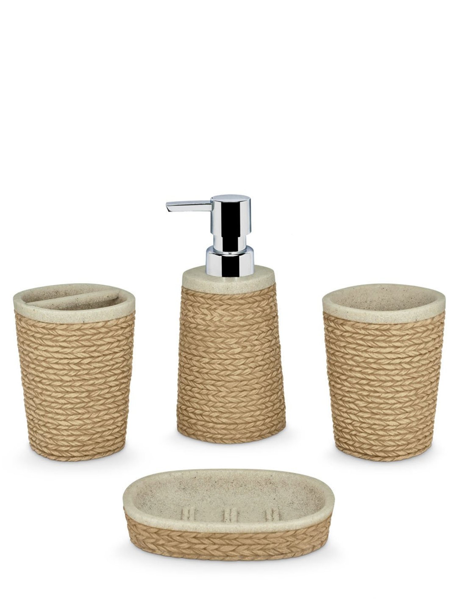 Freelance Brown Polyresin Set of 4 Bathroom Accessories