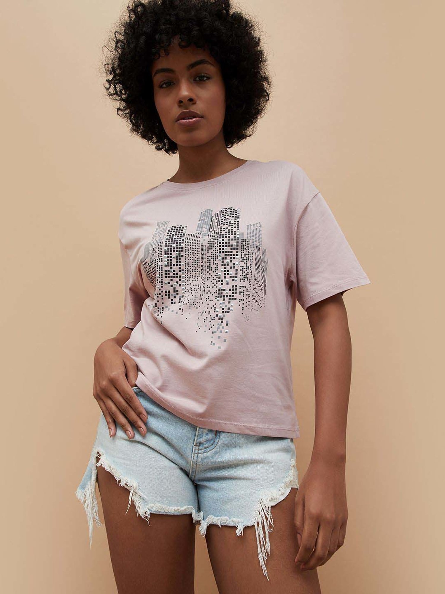 Fame Forever by Lifestyle Pink Cotton Printed T-Shirt