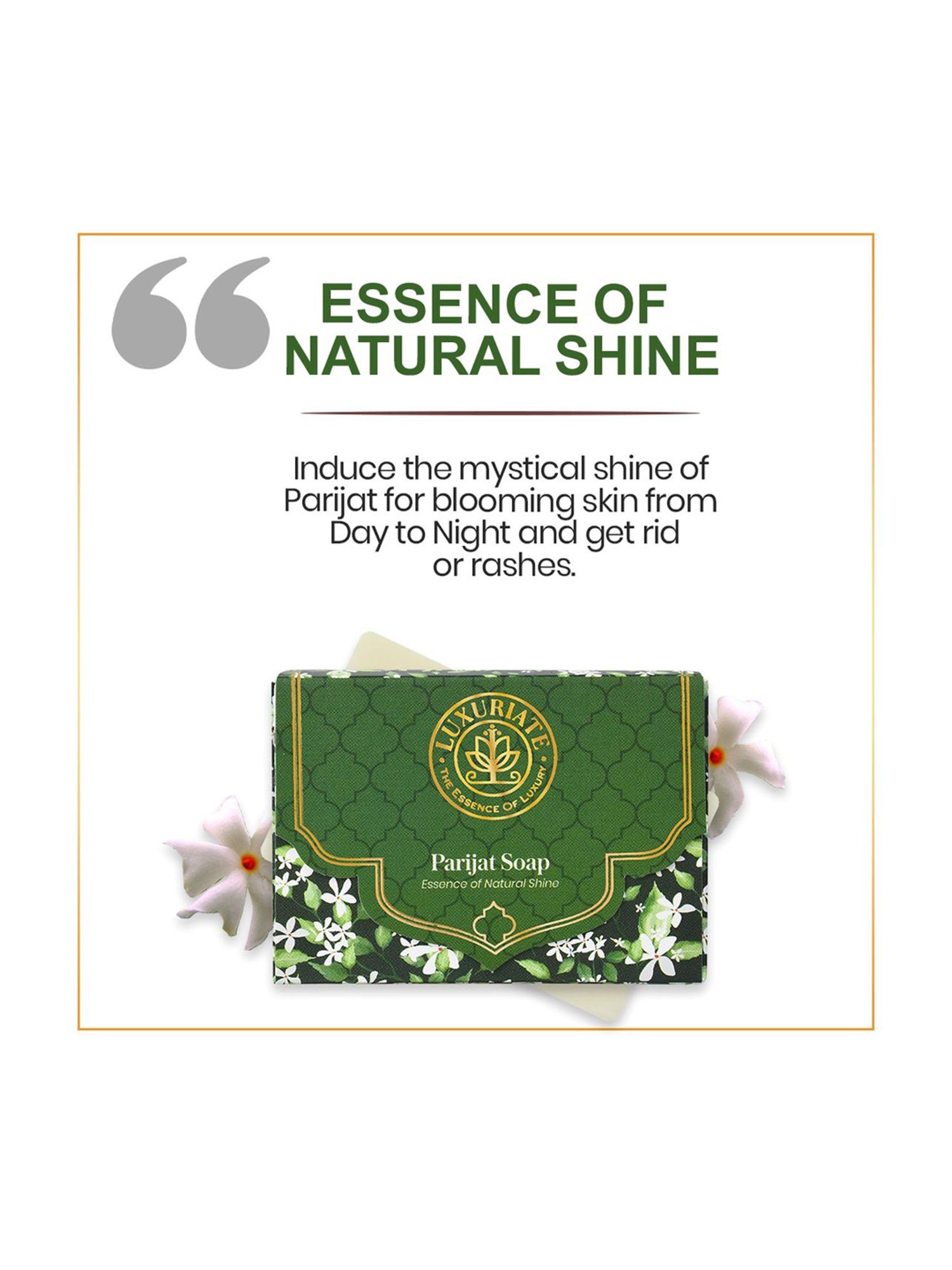 Luxuriate Parijat Essence of Natural Shine Soap Bar Pack of 3 - 375 gm