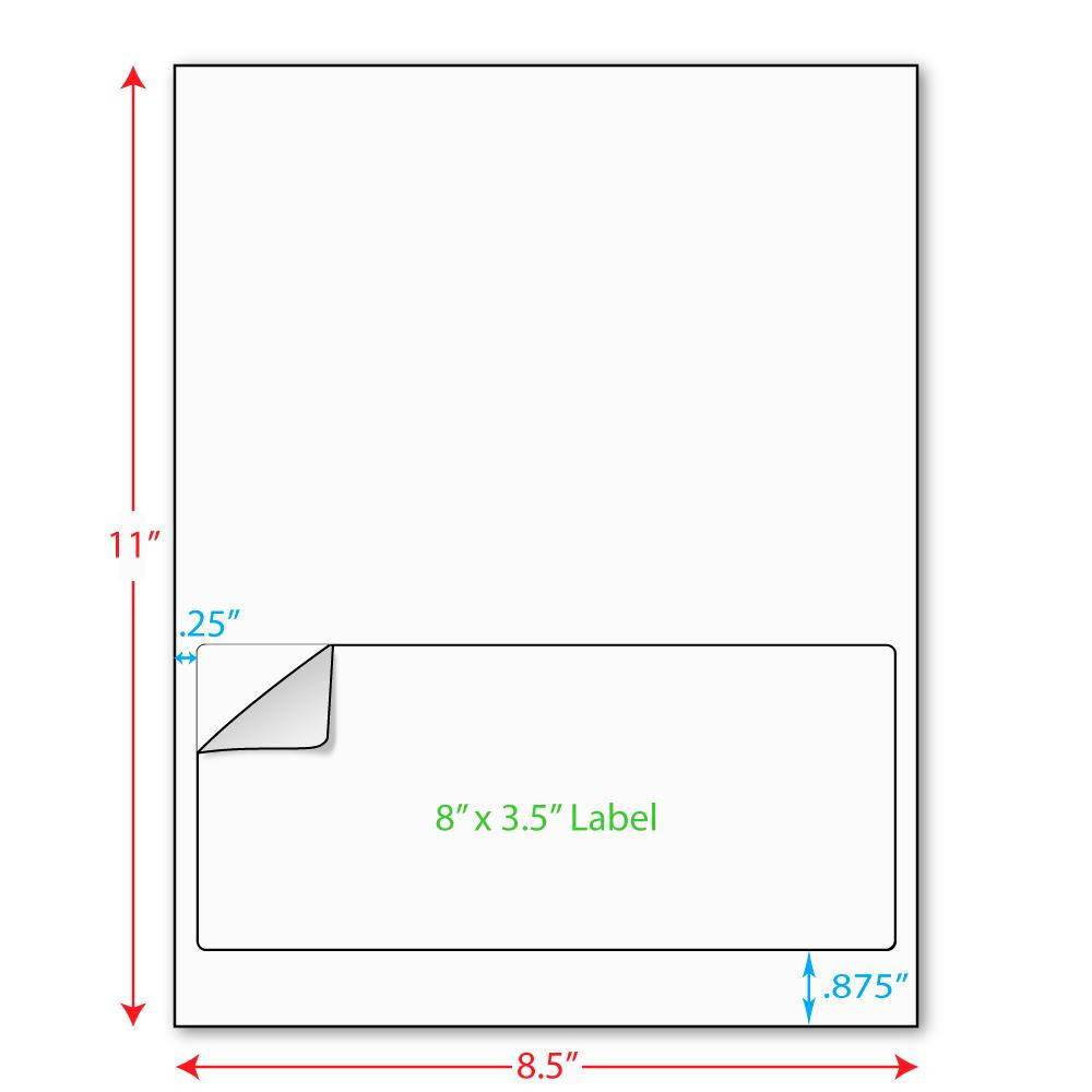 8" x 3-1/2" (8" x 3.5") Integrated Laser Label Form Sheets, 1 Label (Carton of 1000)