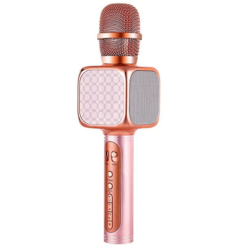 Portable Wireless Karaoke Microphone YS69 Handheld Cellphone Karaoke Player Support USBTF MP3 Player and Bluetooth Karaoke Machine for All Ages 69 Rose