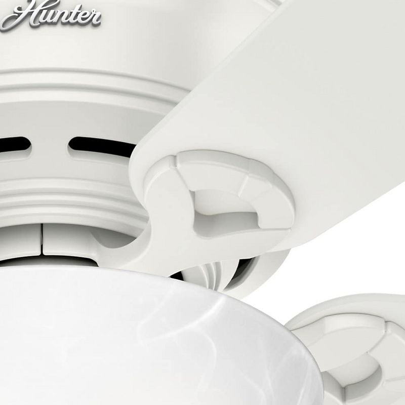 Hunter Fan Company 42-Inch Haskell Low Profile Indoor Living Room Ceiling 4 Blade Fan with Dimmable LED Light, Fresh White