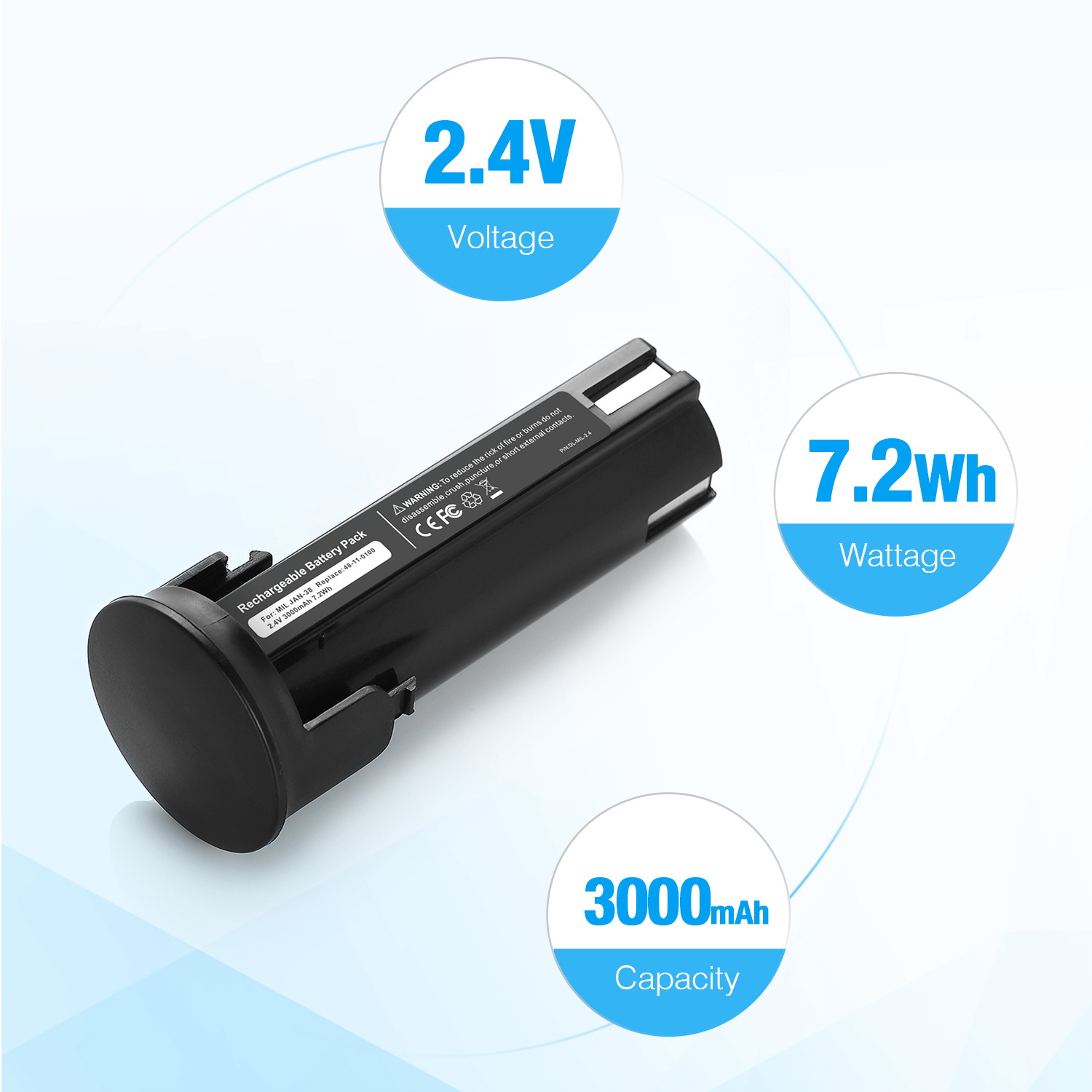 2.4V 3000mAh Ni-CD Replacement Battery for MILWAUKEE 48-11-0100 Cordless Screwdriver Rechargeable Batteries