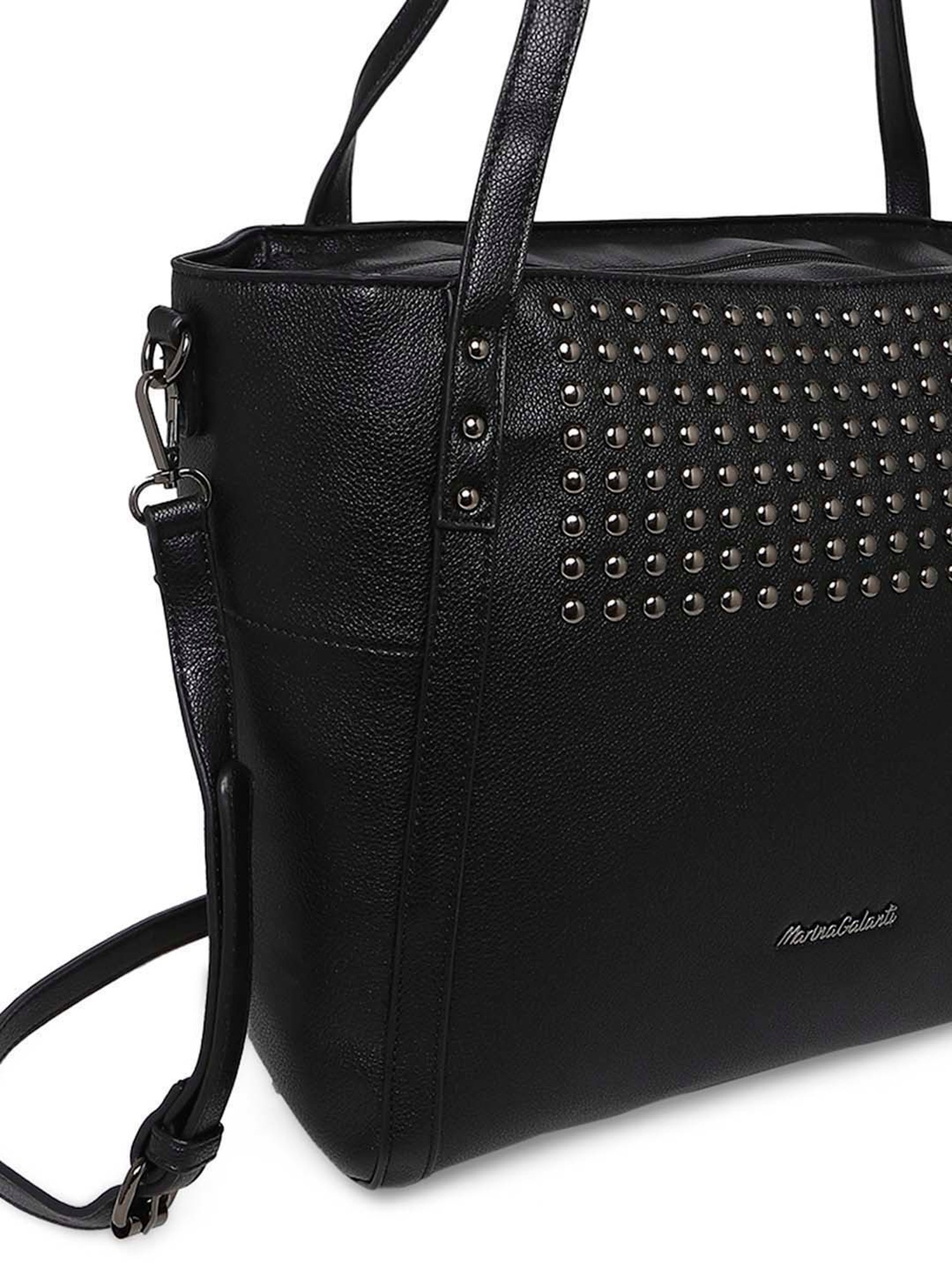 Marina Galanti Black Rivets Medium Tote Handbag