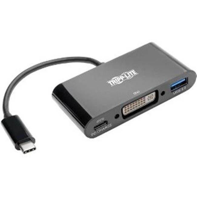 Tripp Lite U444-06N-DUB-C 6 in. USB-C to DVI Adapter with Hub