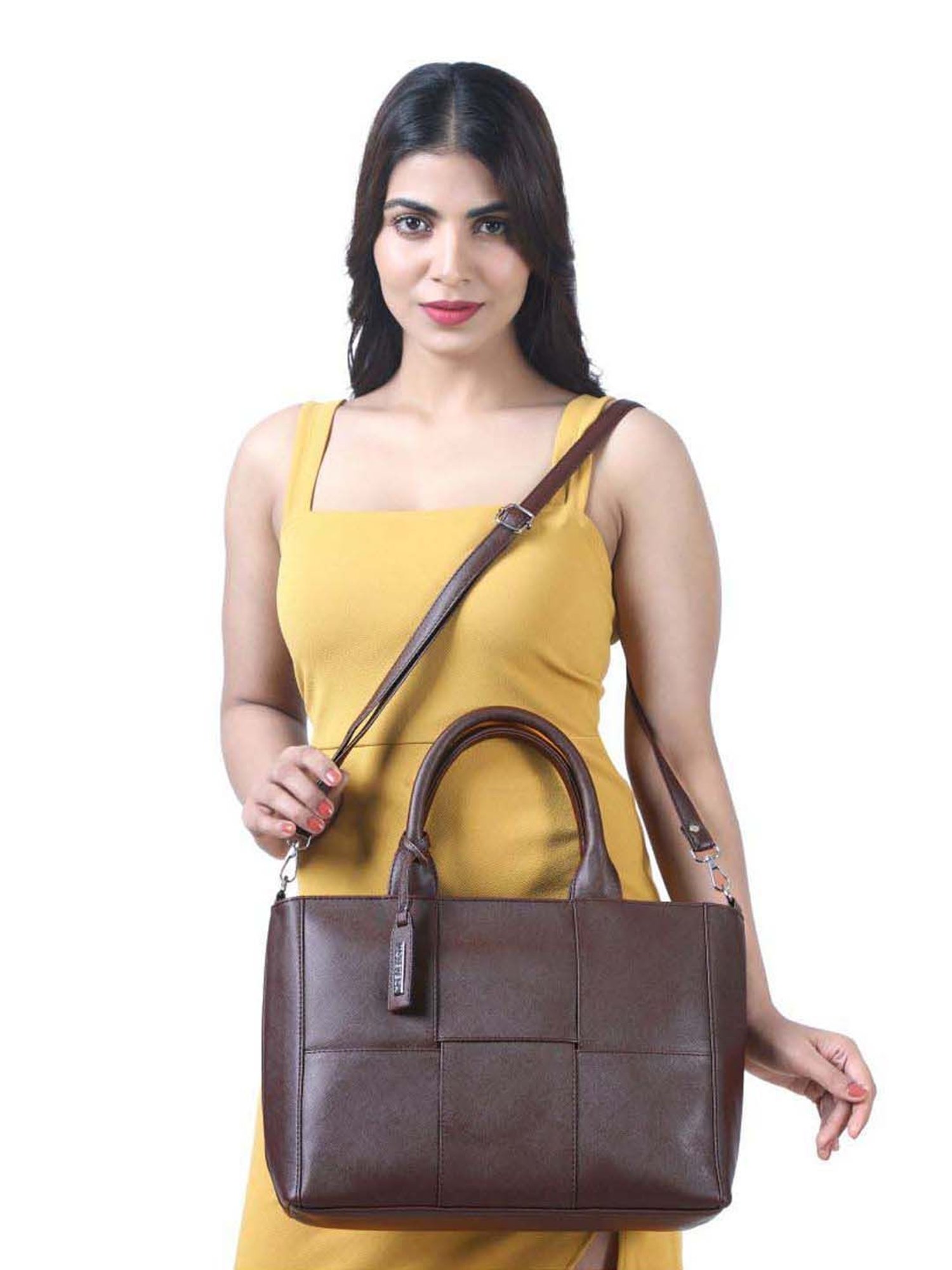 Toteteca Brown Textured Medium Tote Handbag