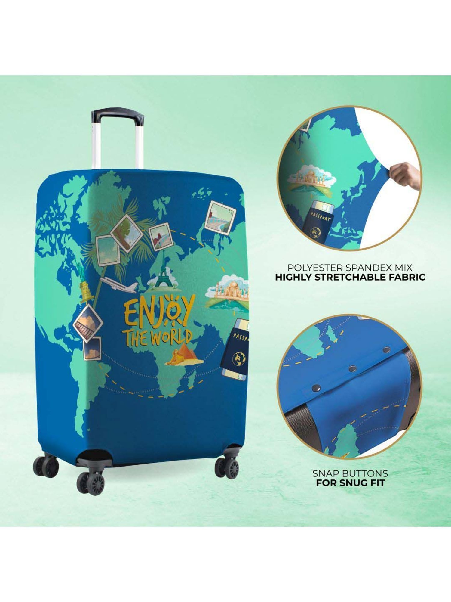 Nasher Miles Polyester 65 cm (24 Inch) Medium Protective Luggage Cover - World Design