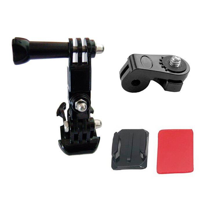 3-Way Pivot Arm Thumb Knob + 1/4 Tripod Mount Adapter Converter + Curved Sticky Mount for Gopro 4 3 Xiaoyi