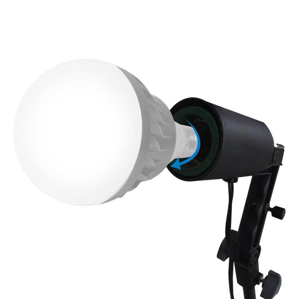 LimoStudio Single Head Photo Bulb Socket with Flash Bracket E26 / E27 Standard Base Size, Flash Lock Button, Umbrella Reflector Insert, Light Stand Tripod, Carry Bag, Photo Studio, AGG2048