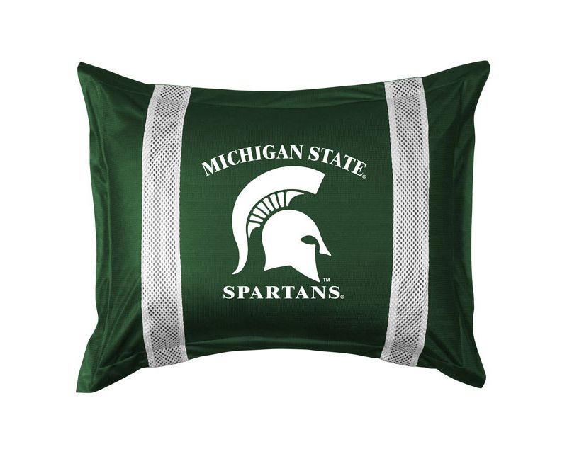2pc NCAA Pillowcase and Pillow Sham Set College Team Logo Bedding Accessories - Michigan State Spartans..