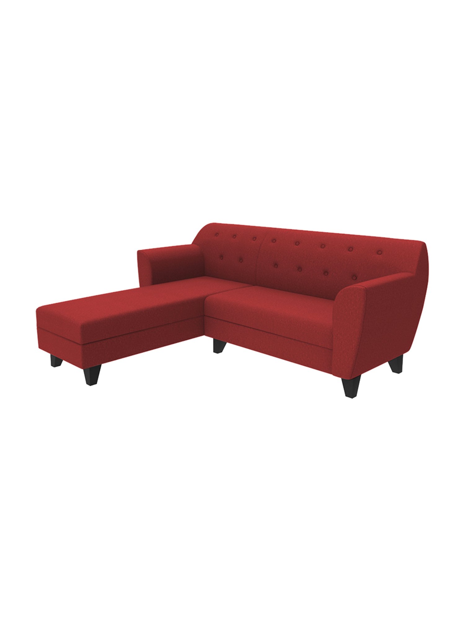 Trevi Red Fabric & Neem Wood 5 Seater LHS Sectional Sofa