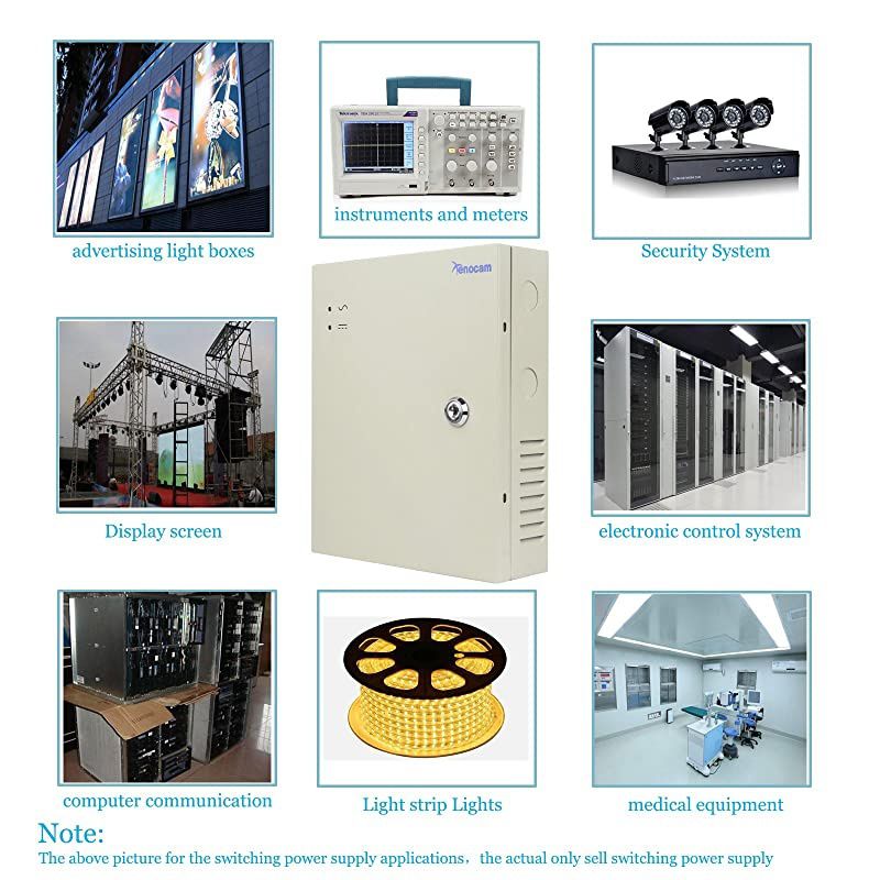 16 Channel Port 12V DC 10 Amp Amper with Glass Fuse Distributed Power Supply Box for CCTV DVR Security System and Camera or IP Cameras