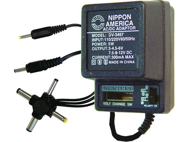 NEW NIPPON DV3467 AC/DC 300mA POWER ADAPTER 6 WAY UNIVERSAL PLUG