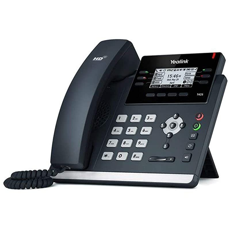 SIP-T42S IP Phone, 12 Lines. 2.7-Inch Graphical Display. Dual-Port Gigabit Ethernet, 802.3af PoE, Power Adapter Not Included